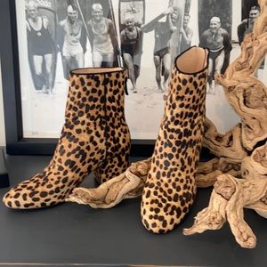 J Crew Leopard Calf Hair Booties